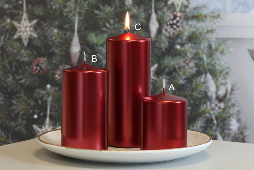 Svíčky "Metalic serie" červená/02m