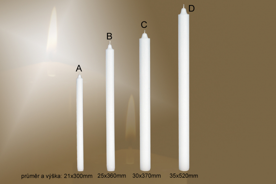 Hladké dlouhé svíce I. bílá/01