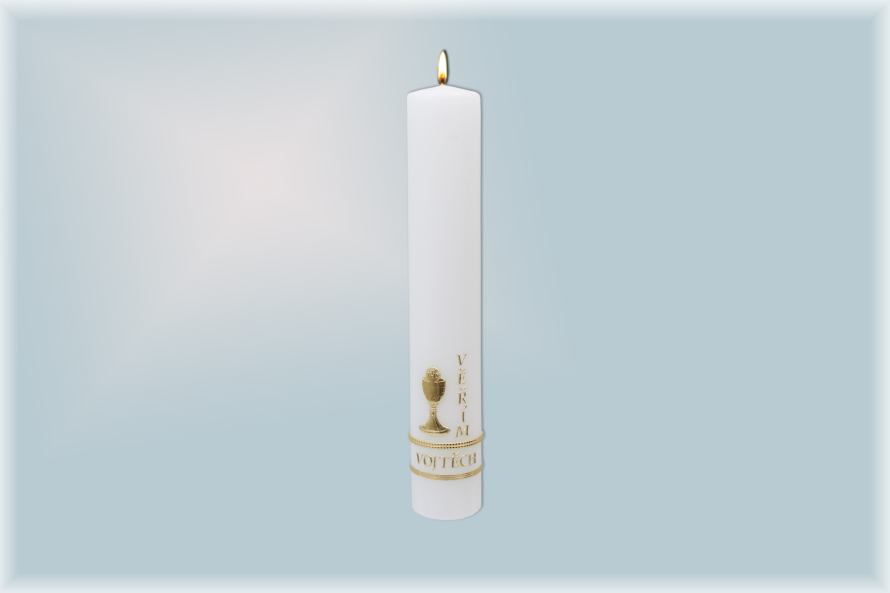 Svíce k 1.sv.přijímání 1064 se jménem - zlaté zdobení