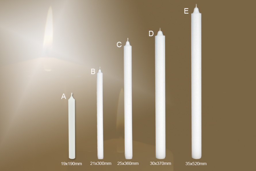 Hladké dlouhé svíce bílá - Gastro