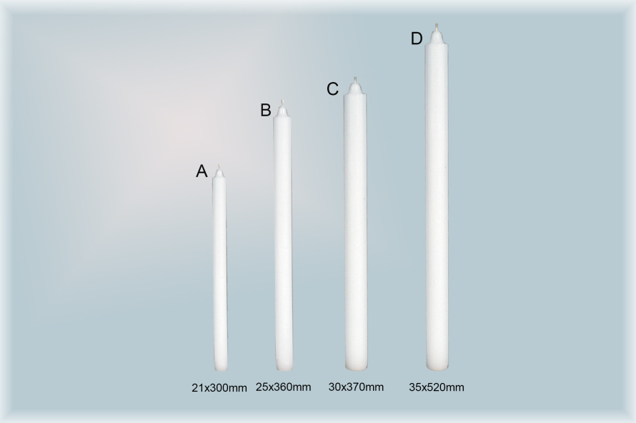 Hladké dlouhé svíce I. bílá/01