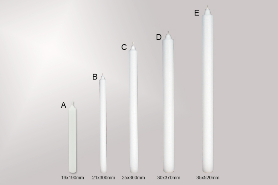 Hladké dlouhé svíce bílá - Gastro