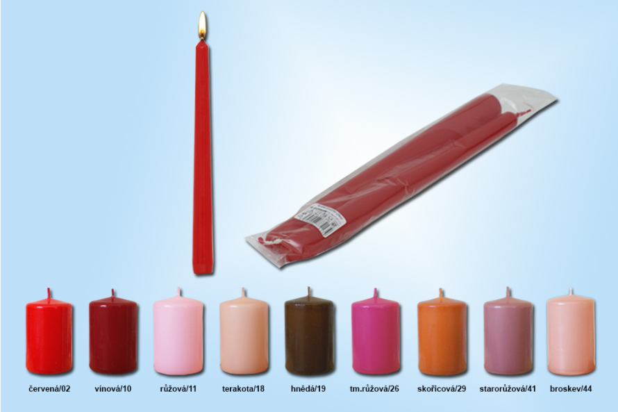 Kužely 22x250mm červené odstíny (2ks/bal.)