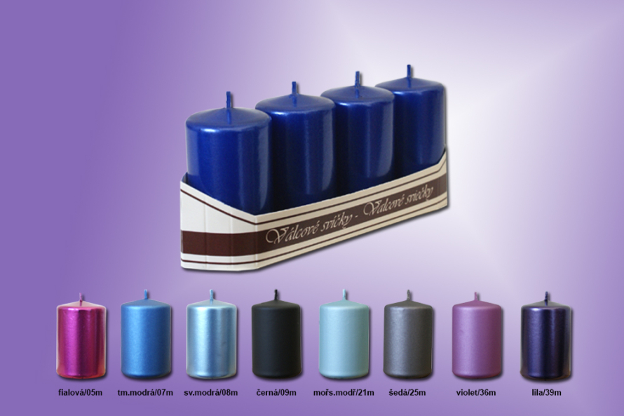 Válce 40x70mm (4ks/bal.) metal modré odstíny