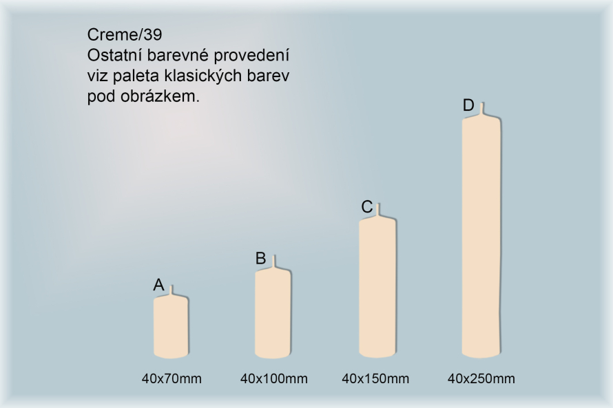 Svíčky válce Ø40mm (creme/39)