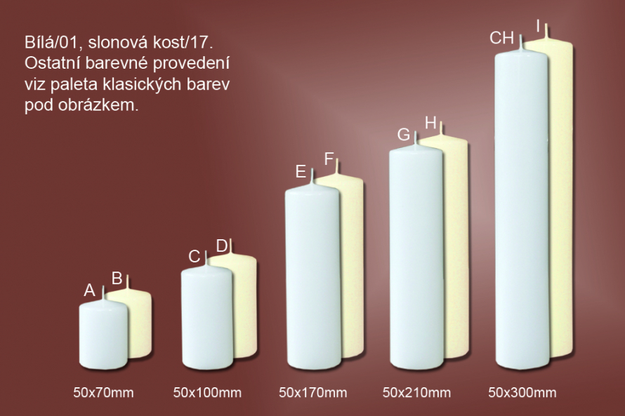 Svíčky válce Ø50mm