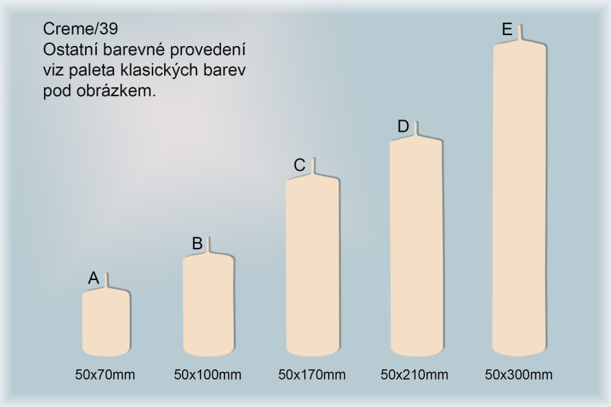 Svíčky válce Ø50mm (creme/39)