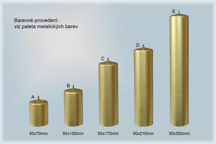 Svíčky válce Ø50mm metal