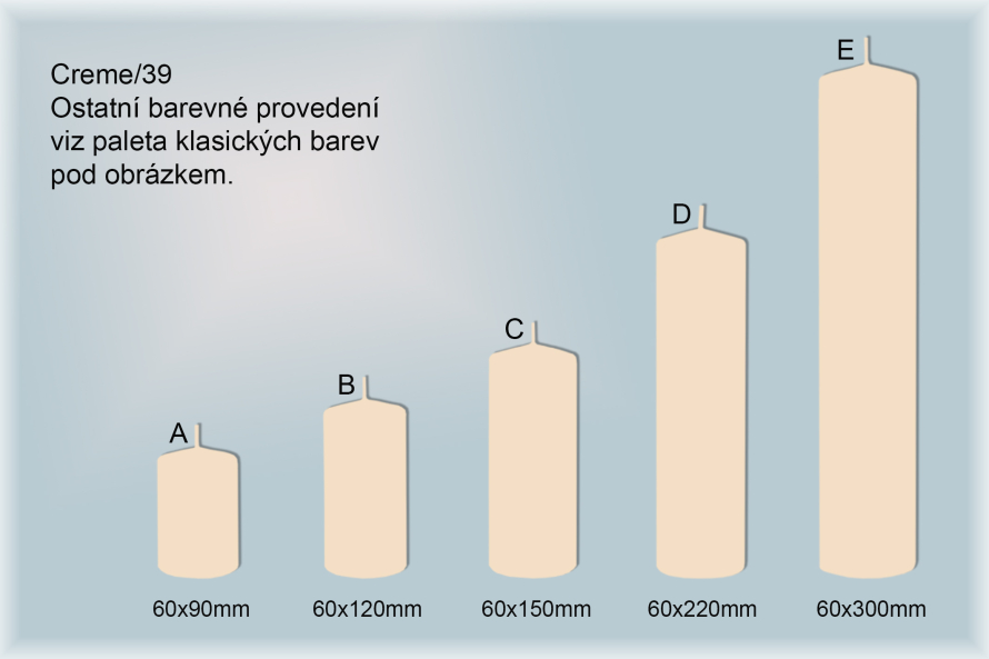Svíčky válce Ø60mm (creme/39)