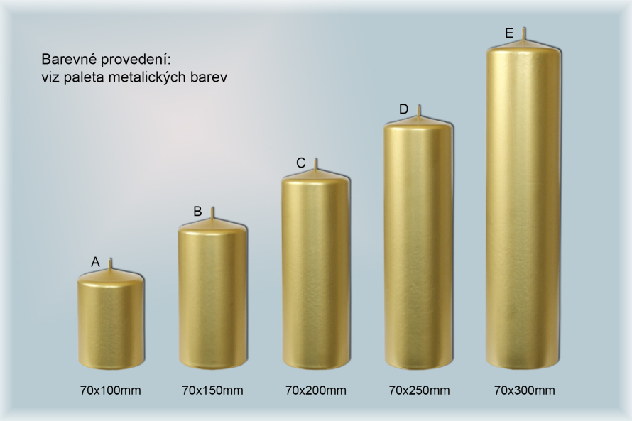 Svíčky válce Ø70mm metal