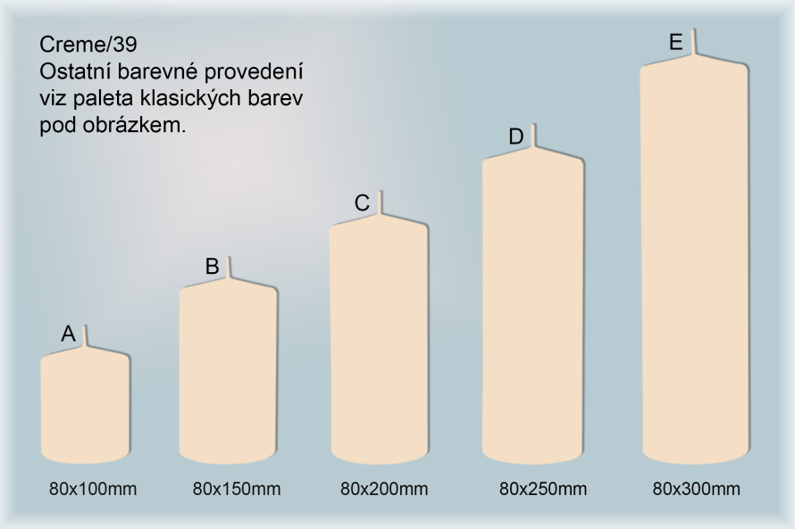 Svíčky válce Ø80mm (creme/39)