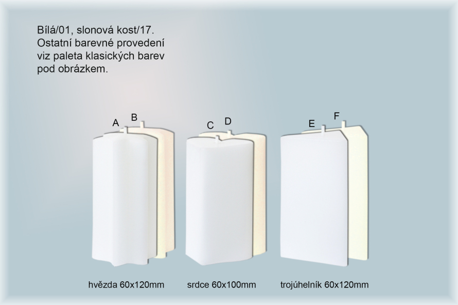 Svíčky tvar hvězda, srdce, trojúhelník