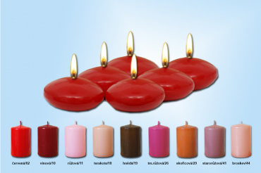 Plovoucí svíčky "Čočky" (6ks/bal.) červené odstíny