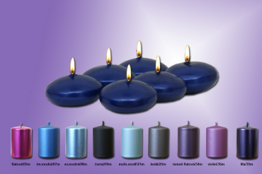 Plovoucí svíčky "Čočky" (6ks/bal) metal modré odstíny