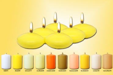 Plovoucí svíčky "Čočky" (6ks/bal) žluté odstíny