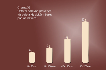 Svíčky válce Ø40mm (creme/39)