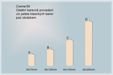 Svíčky válce Ø40mm (creme/39)