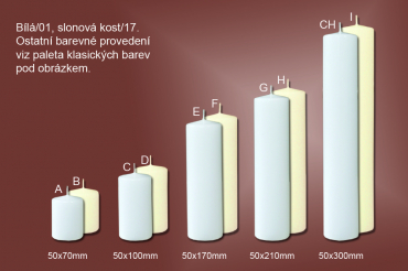 Svíčky válce Ø50mm