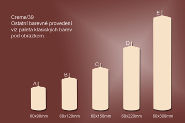 Svíčky válce Ø60mm (creme/39)