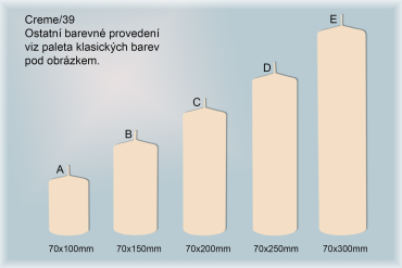 Svíčky válce Ø70mm (creme/39)