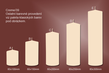 Svíčky válce Ø80mm (creme/39)