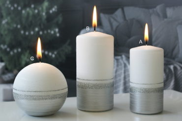 Vonná svíčka "Aroma line" stříbrná/13m