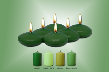 Plovoucí svíčky "Čočky" (6ks/bal) zelené odstíny